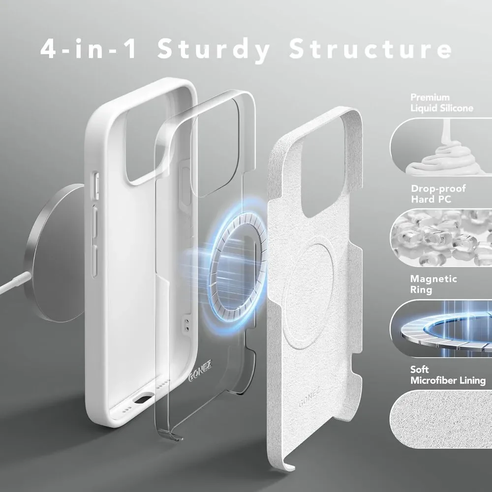 iPhone 14 Pro Case, Compatible w/ Magsafe, 2 Screen & Lens Protectors, White